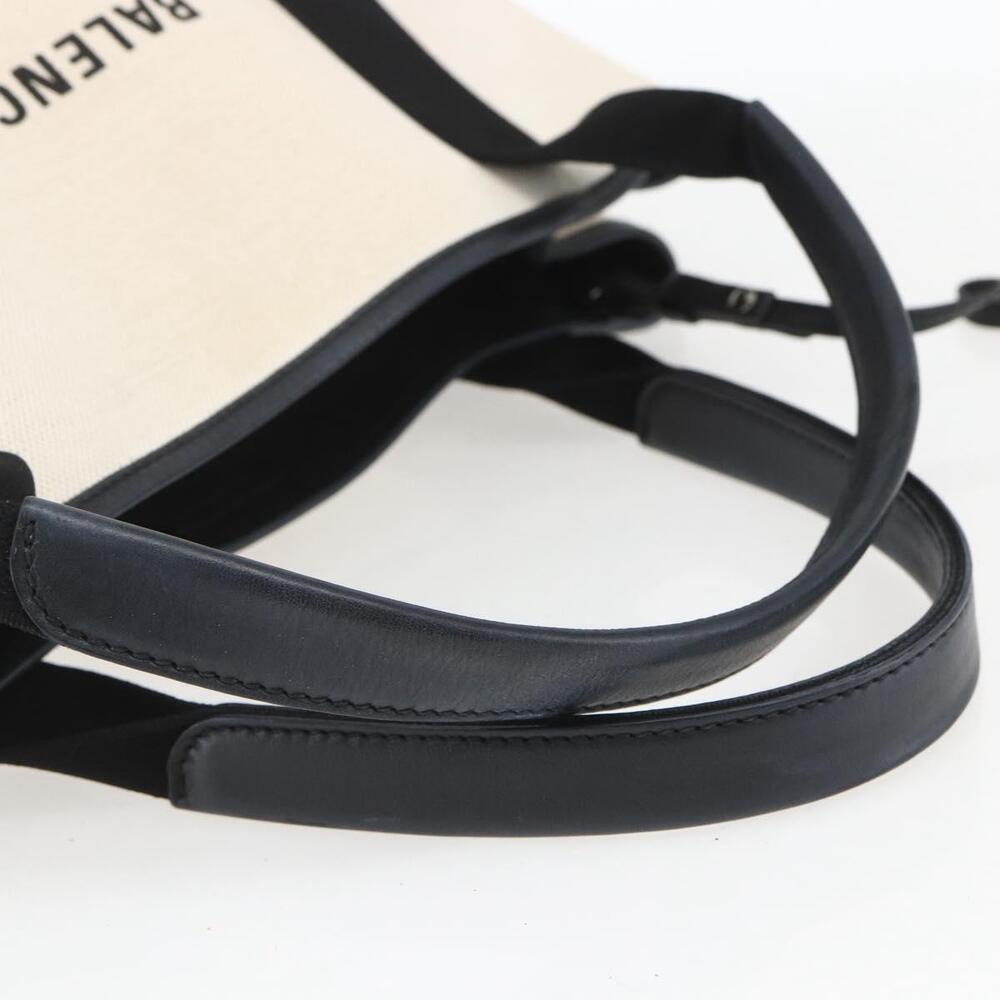 BALENCIAGA Navy kabas M Hand Bag Canvas White Black Silver 339933 Auth BA9416 - Picture 7 of 16